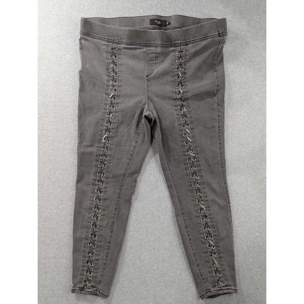 Torrid Denim Jeans Size 3R Grey Jegging Pull On Lace Up Legs High Rise Stretch